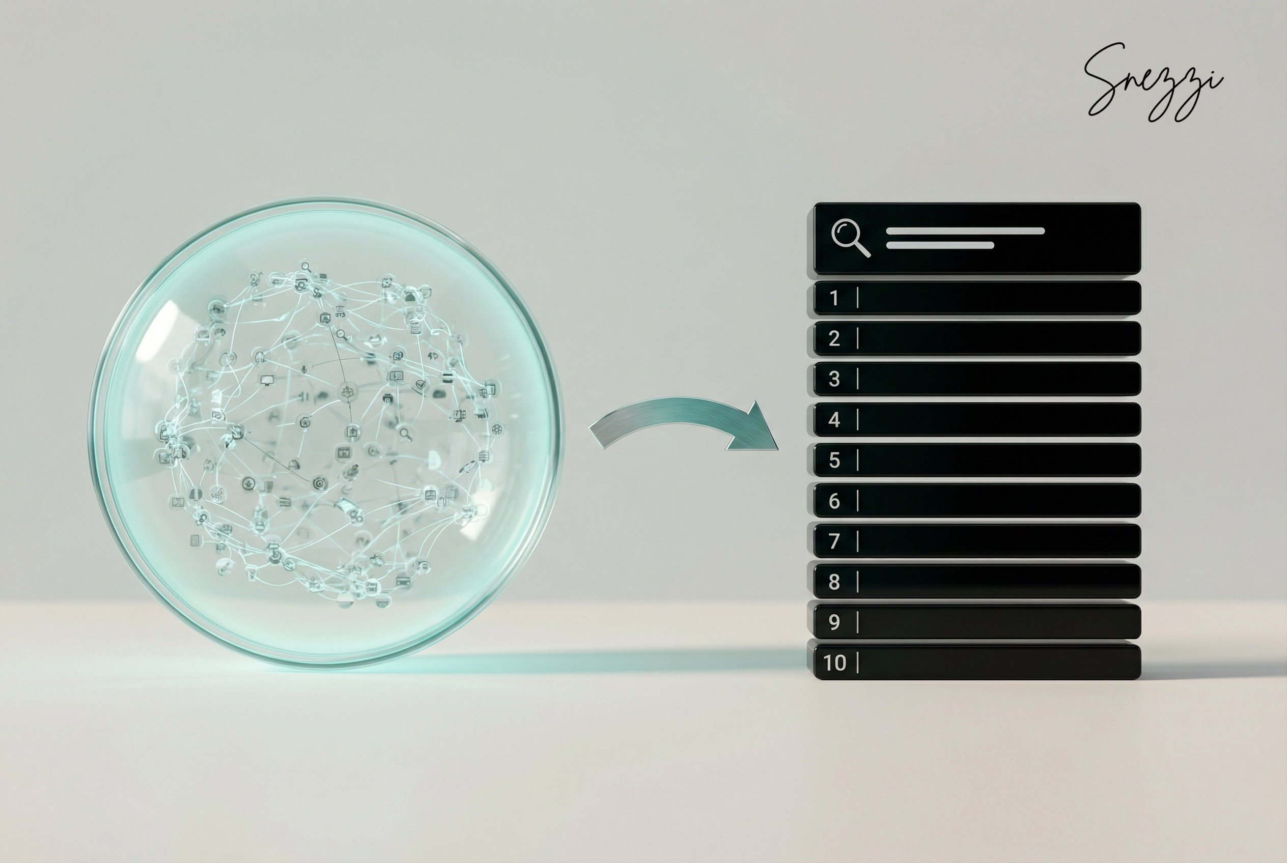 Diagram comparing AI context windows processing millions of tokens versus traditional search ranking individual web pages
