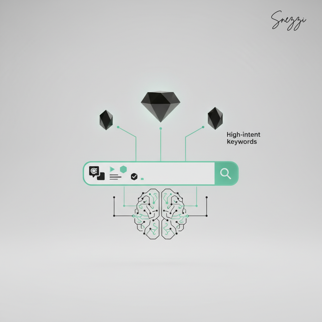 Marketer analyzing high-intent keyword opportunities in AI search platforms like ChatGPT and Perplexity