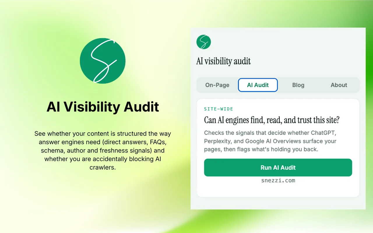 Free SEO Chrome Extension: AI Visibility & Audit | Snezzi